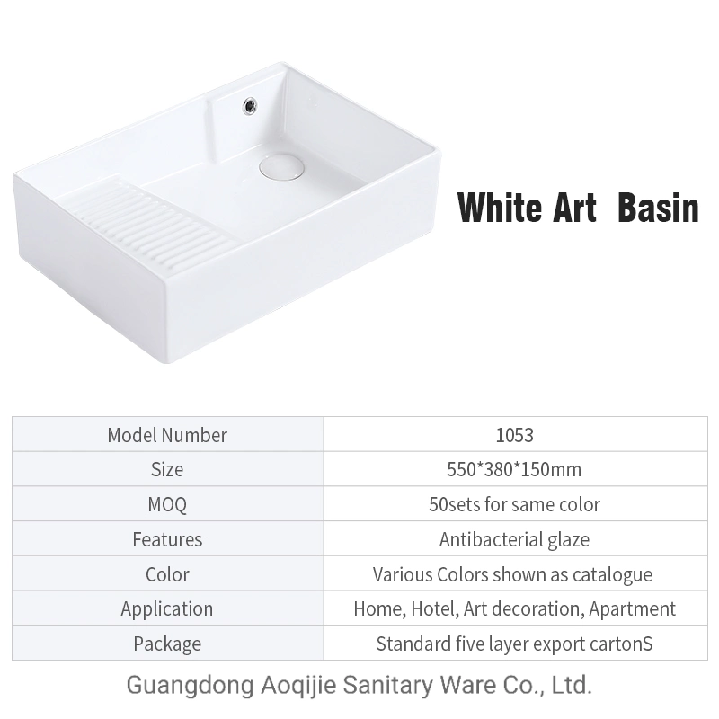 Sanitary Ware High Quality Modern Design Bathroom White Sink Table Top Wash Basin Double Funtions Sink with Laundry Funtion Wash Hand Baisn