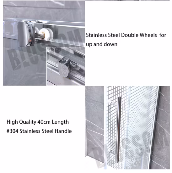 Puerta de ducha corrediza de vidrio templado para cuarto de baño con marco de aluminio simple