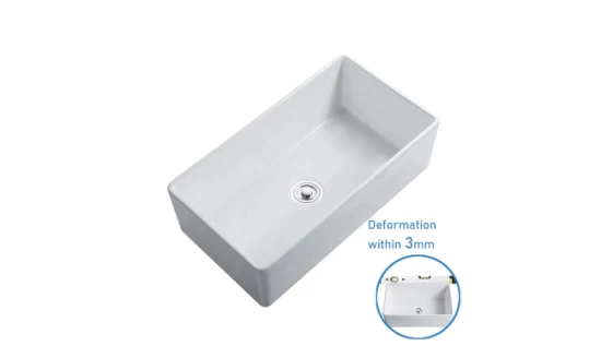 Lavabo rectangular blanco, lavabo individual, fregadero de cocina de cerámica para baño y lavandería